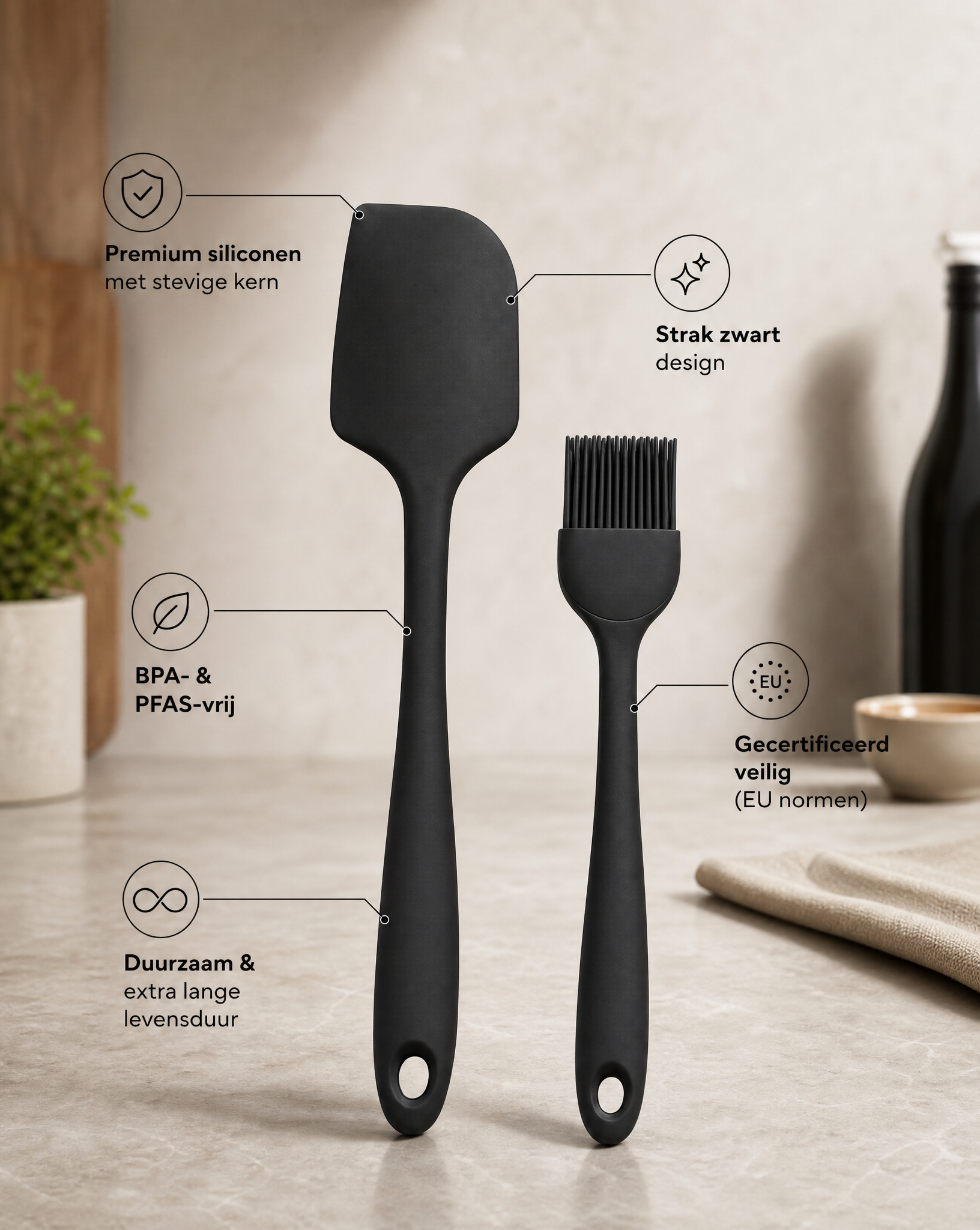 Silica Duo Black - Pannenlikker & Bakkwast
