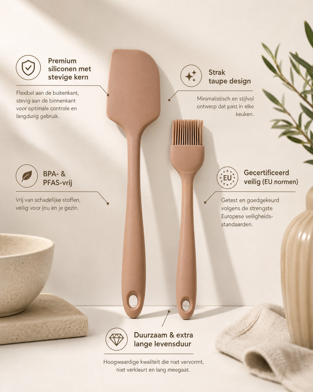 Silica Duo Warm Taupe - Pannenlikker & Bakkwast