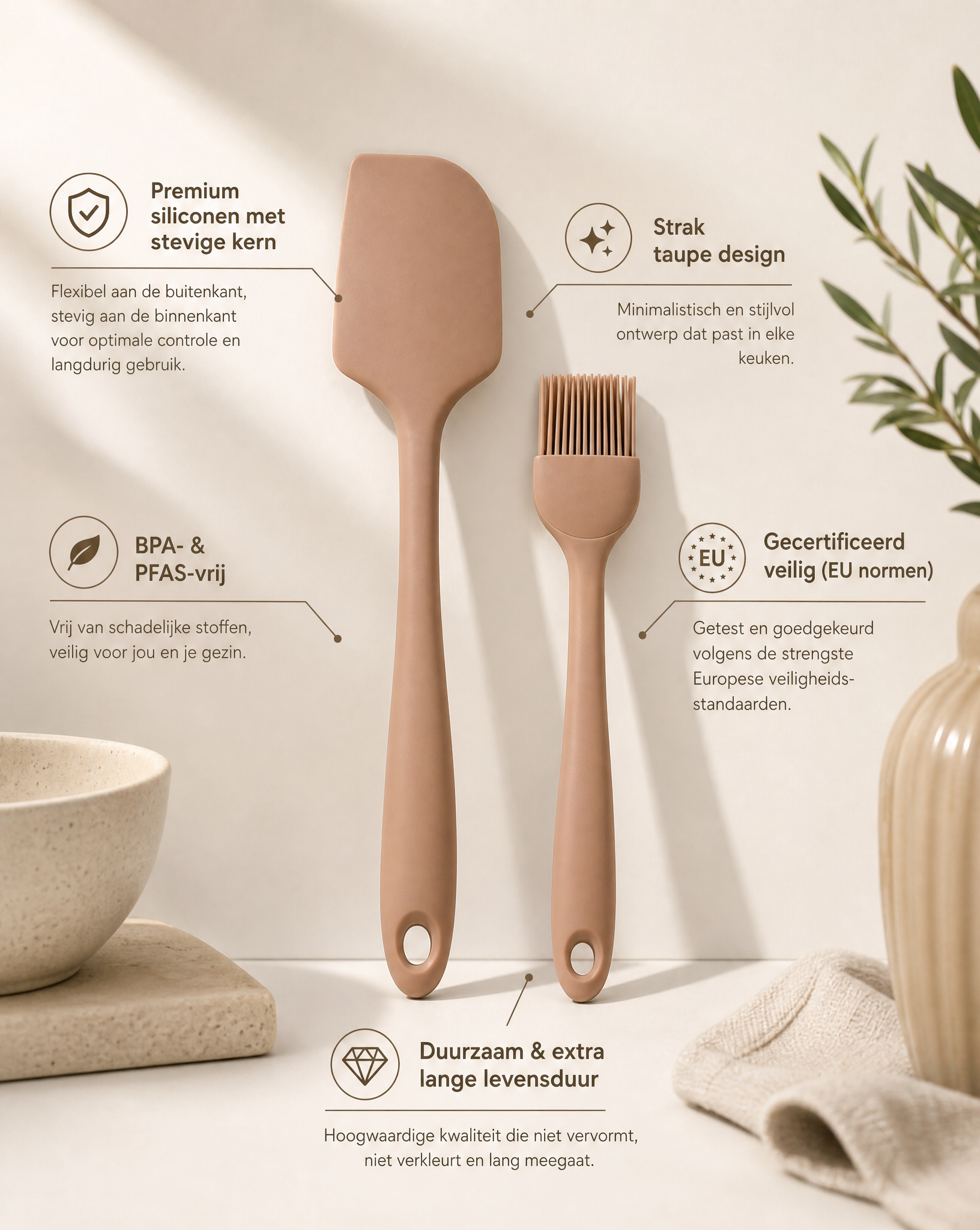 Silica Duo Warm Taupe - Pannenlikker & Bakkwast